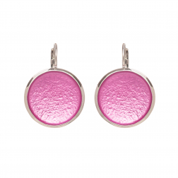 Náušnice Flat Circle Colour Fuchsia Silver