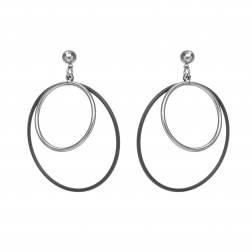 Náušnice Style Double Black - Silver