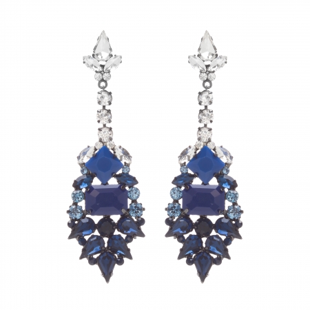 Náušnice Liza Elegance Blue Crystal