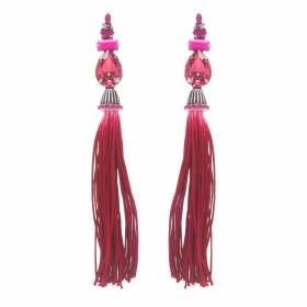 Náušnice Fuchsia Long Crystal Stripe