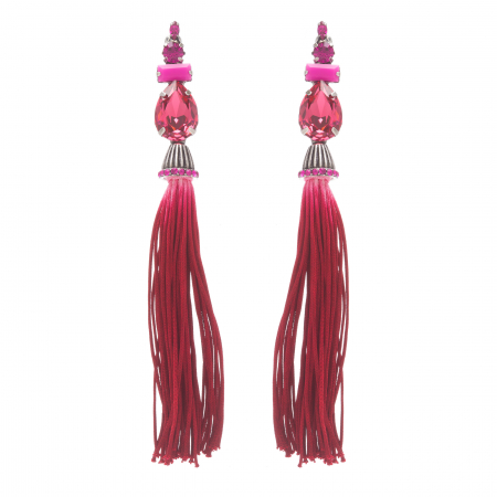 Náušnice Fuchsia Long Crystal Stripe
