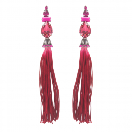 Náušnice Fuchsia Long Crystal Stripe