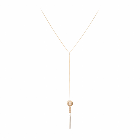 Náhrdelník Long Simple White Pearl Gold