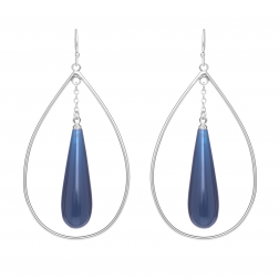 Náušnice Minimalistic Drop Dark Blue Resin Silver