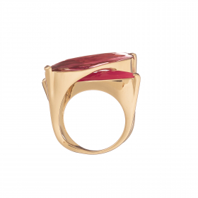 Prsteň Fine Exclusive Elegance Resin Stones in Fuchsia Gold