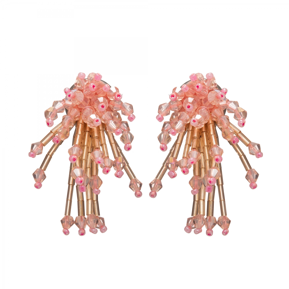 Náušnice Star Pink Metal Crystal Beads 