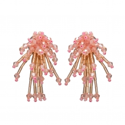 Náušnice Star Pink Metal Crystal Beads 