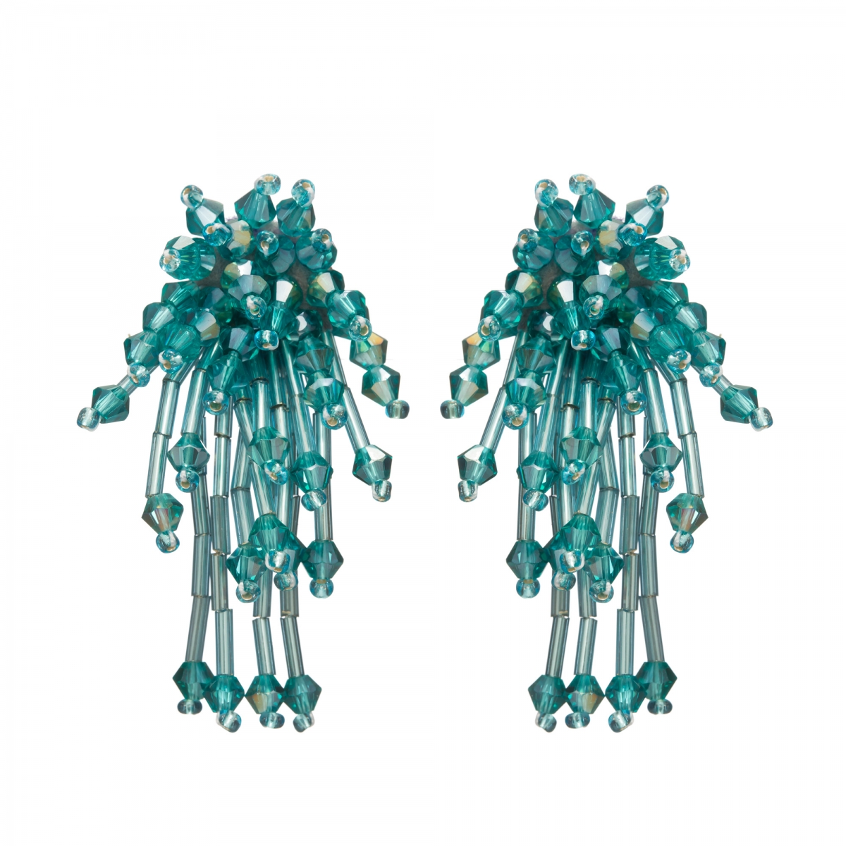 Náušnice Star Turquoise Metal Crystal Beads