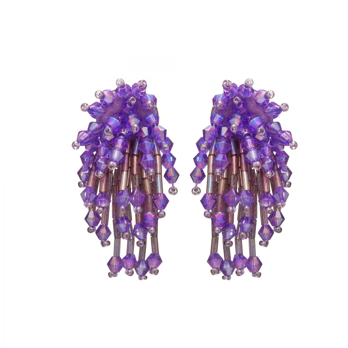 Náušnice Star Light Purple Metal Crystal Beads
