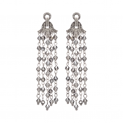 Náušnice Jena Grey Metal Crystal Beads