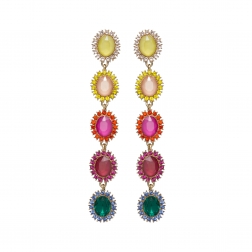 Náušnice Parrish Exclusive Elegance Colourful Crystals Gold