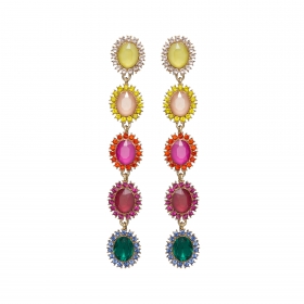 Náušnice Parrish Exclusive Elegance Colourful Crystals Gold
