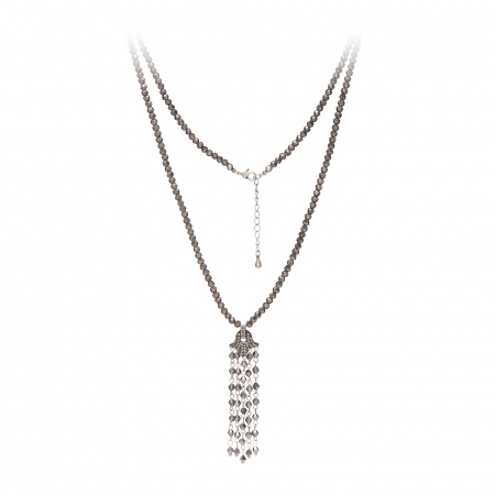 Náhrdelník Jena Grey Metal Crystal Beads