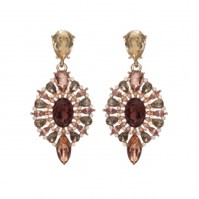 Náušnice Esra Exclusive Elegance Ruby - Peach Shadows Crystals Gold
