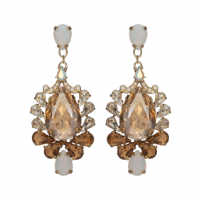 Náušnice Fatma Exclusive Elegance White Opal - Gold Shadows Crystals Gold