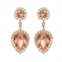 Náušnice Ruby Exclusive Elegance Light Peach Crystals Gold
