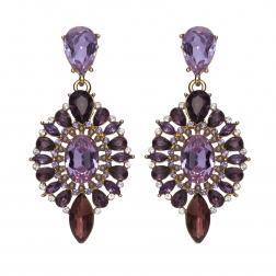 Náušnice Esra Exclusive Elegance Purple Shadows Crystals Gold