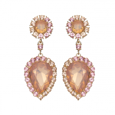 Náušnice Ruby Exclusive Elegance Vintage Rose Crystals Gold