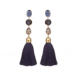  Náušnice Safi Long Dark Blue Crystal Stripe Gold