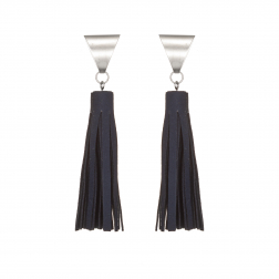 Náušnice New Festival Matt Silver Triangle Blue Leather Stripe