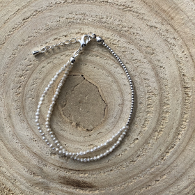 Double Silver Perlový náramok z pravých riečnych perál 