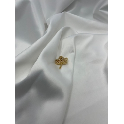 Brošňa malý zlatý lístok zdobený s drobnými bielymi perlami