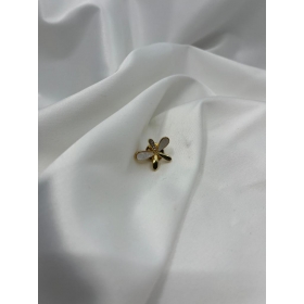 Brošňa mini zlatá kvetina s bielou perleťou a s drobnými zirkónmi