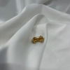 Brošňa mini zlatá mašlička s drobnými bielymi perlami
