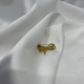 Brošňa mini zlatá mašlička s drobnými zirkónmi