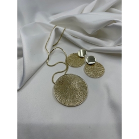 Súprava pozlátená náhrdelníka a náušníc zdobená s kruhovým príveskom