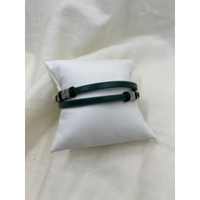 Pánsky kožený náramok zelený s chirurgickým oceľom zapínanie na magnet 03
