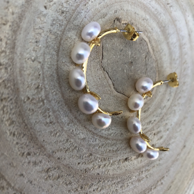 Náušnice polkruhy s pravými riečnymi perlami 