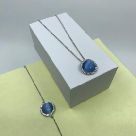 Set Lilian dlhý náhrdelník a náramok s modrým mesačným kameňom a krištáľmi