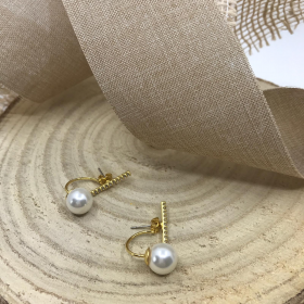 Náušnice obojstranné s bielymi perlami a zirkónmi