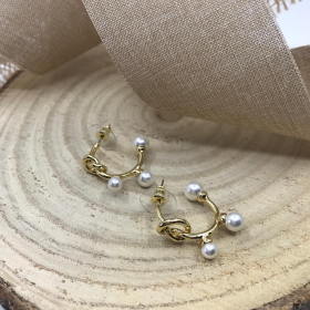Náušnice polkruhy s bielymi perlami 1