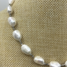 Súprava biela z pravých riečnych perál s náramkom