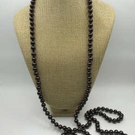 Korálkový náhrdelník perlový hnedý K-22