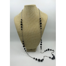 Korálkový náhrdelník čierny perlový K-19