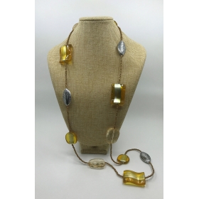 Korálkový náhrdelník žltý K-40