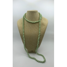 Korálkový náhrdelník perlový zelený K-66