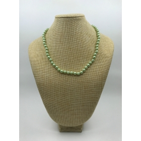 Korálkový náhrdelník perlový zelený K-68