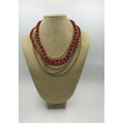 Korálkový náhrdelník perlový červený K-99