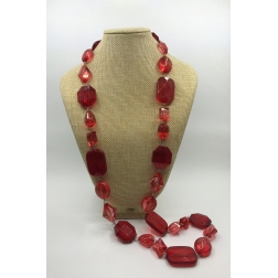 Korálkový náhrdelník červený K-97