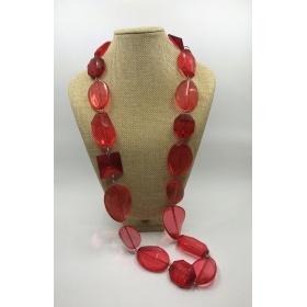 Korálkový náhrdelník červený K-96