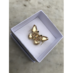 Brošňa mini zlatý motýlik so zlatým krištáľom